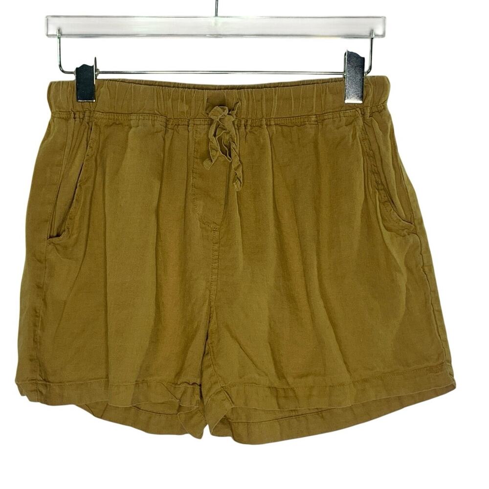 Parachute Linen Pull On Drawstring Shorts M Khaki Tan Lounge Comfort